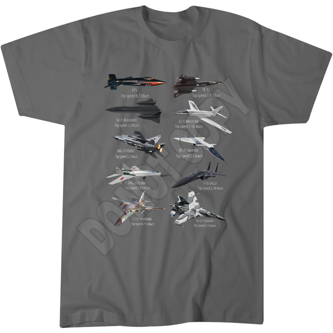 Military's Fastest Jet Fighters T-Shirt, Aviation Enthusiast Apparel