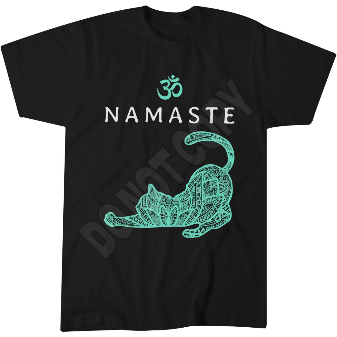 Namaste Cat Yoga Pose T-Shirt, Relaxation Meditation, Pet Lover Apparel