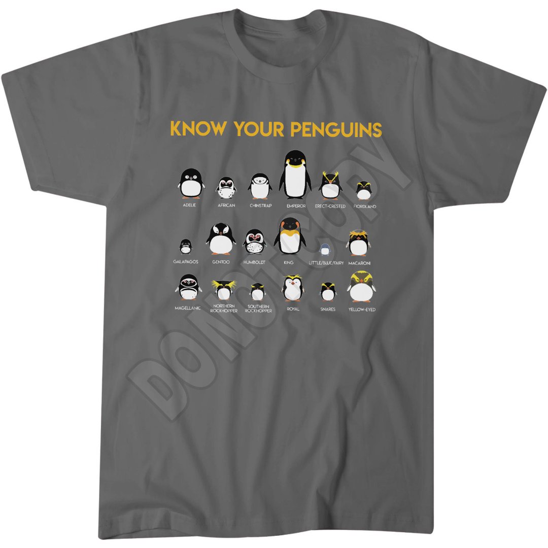 Penguin Species T-Shirt, Educational Gift, Animal Lover Apparel