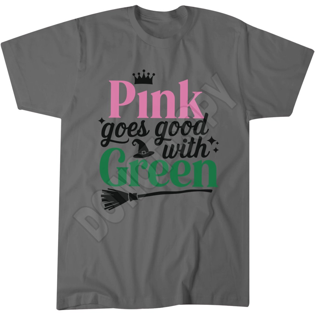 Pink Goes Good With Green Shirt, Cute Witchy Tee Magical Girl T-Shirt