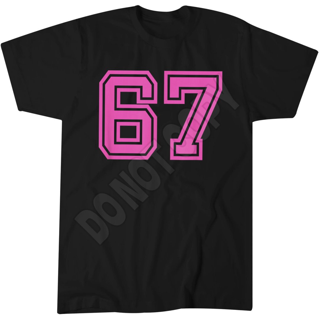 Pink Six Seven Shirt, 67 Funny Varsity Font Tee, Popular Trending Meme Kids