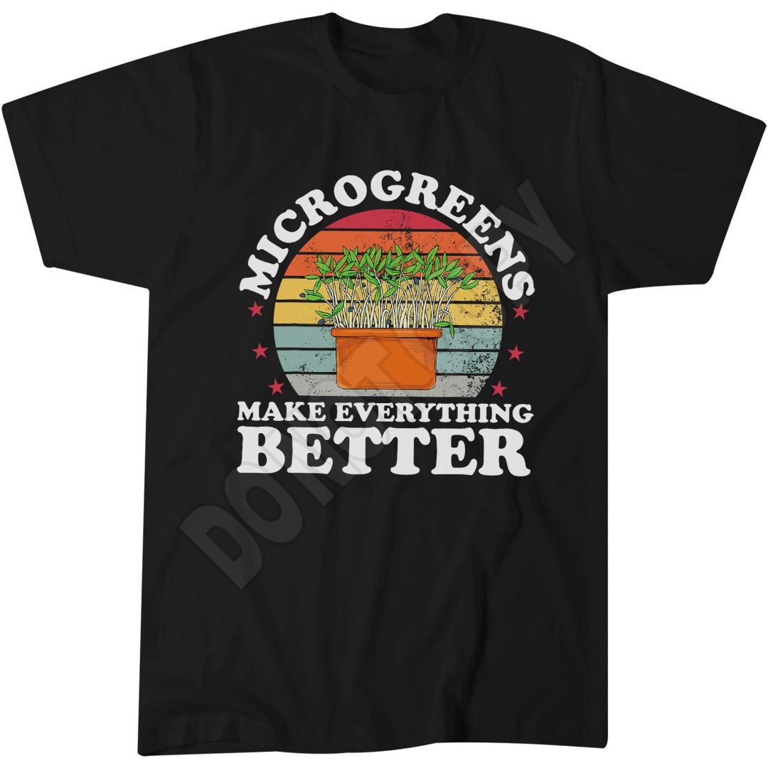 Retro Microgreens Vegan T-Shirt, Vintage Style, Funny Gardening Print