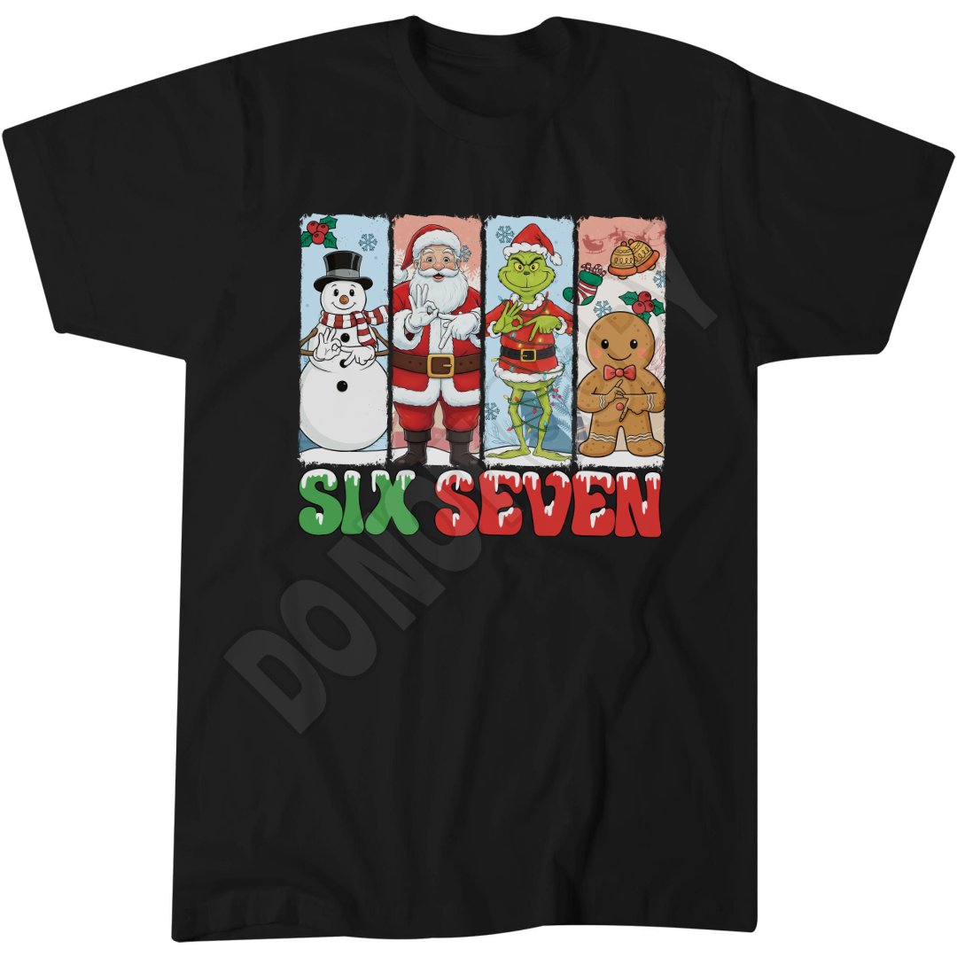 Six Seven Christmas Tee,  6 7 Santa Reindeer Shirt, Popular Meme T-Shirt