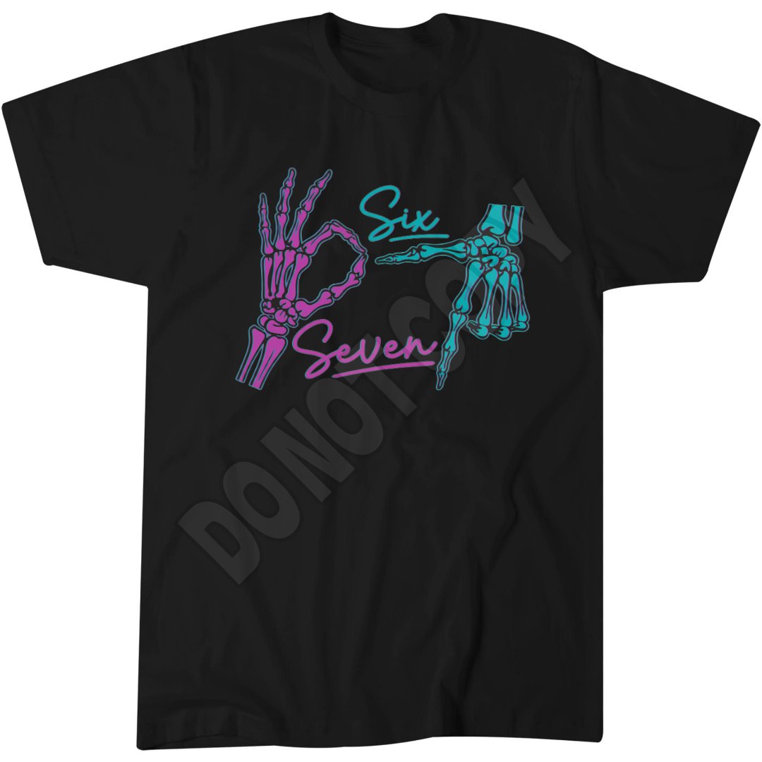Six Seven Funny Tee, Skeleton Hands 6 7 Joke Shirt, Popular Meme T-Shirt