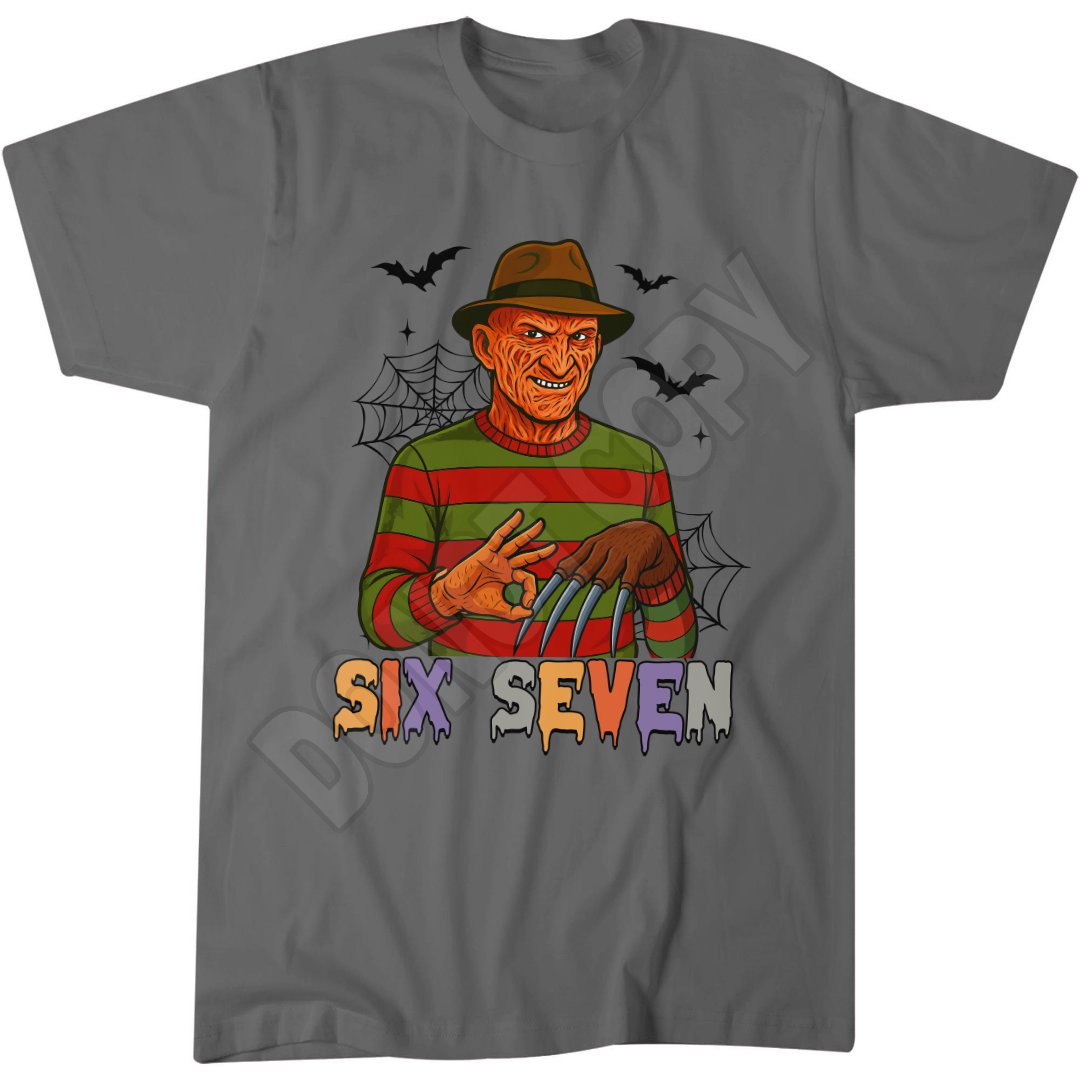 Six Seven Funny Top, Freddie Hands 6 7 Joke Shirt, Halloween Meme T-Shirt