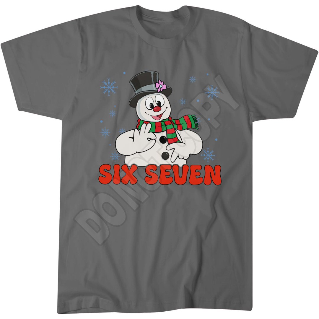 Six Seven Snowman Xmas Shirt, 6 7 Christmas Jumper, Kids Popular Meme T-Shirt