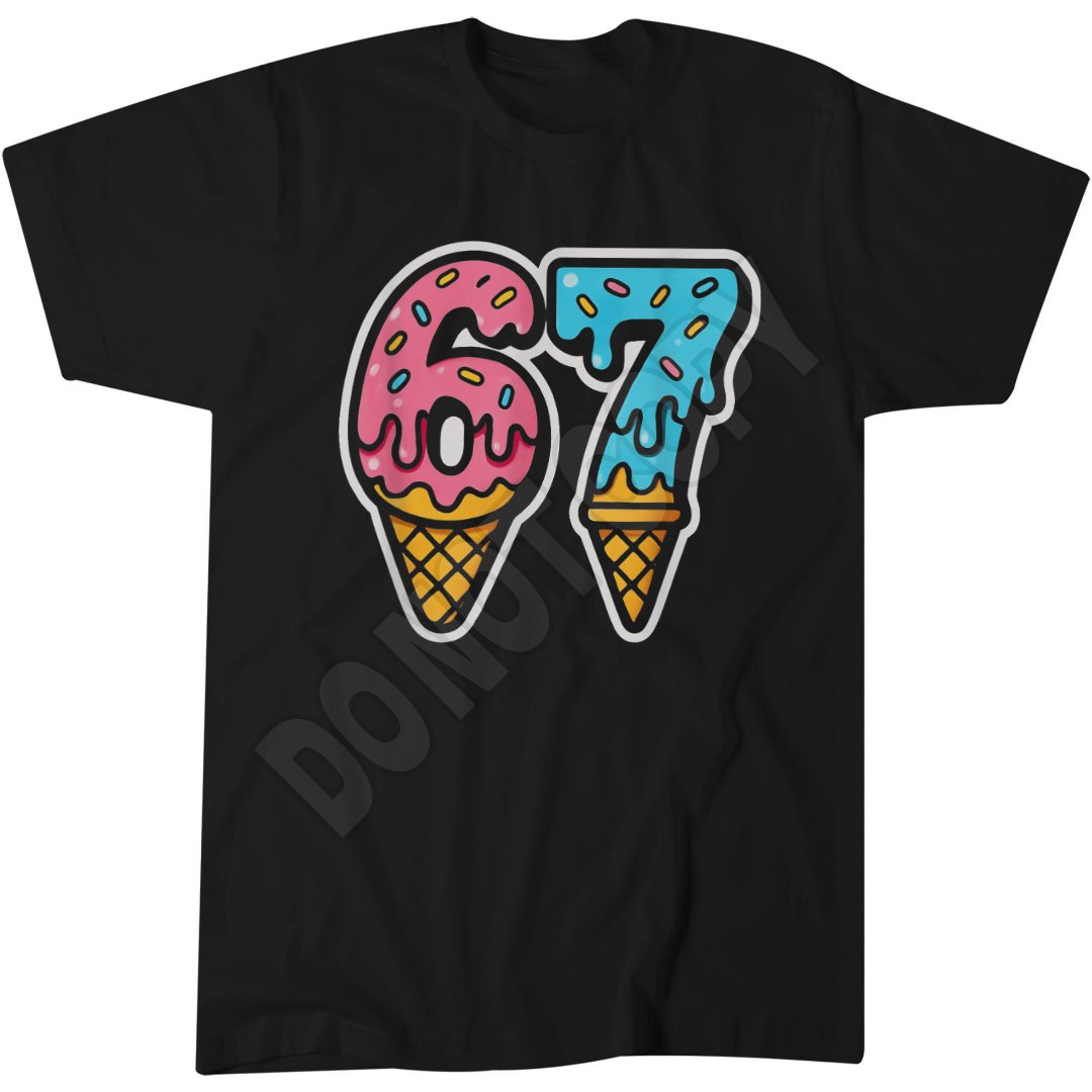 Six Seven Tee, Kids 67 Funny Meme, Ice Cream Shirt, Cool Number 67 T-Shirt