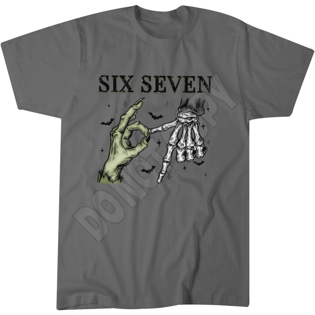 Six Seven Tee, Kids 67 Funny Meme, Spooky Skeleton Shirt, Cool Number T-Shirt