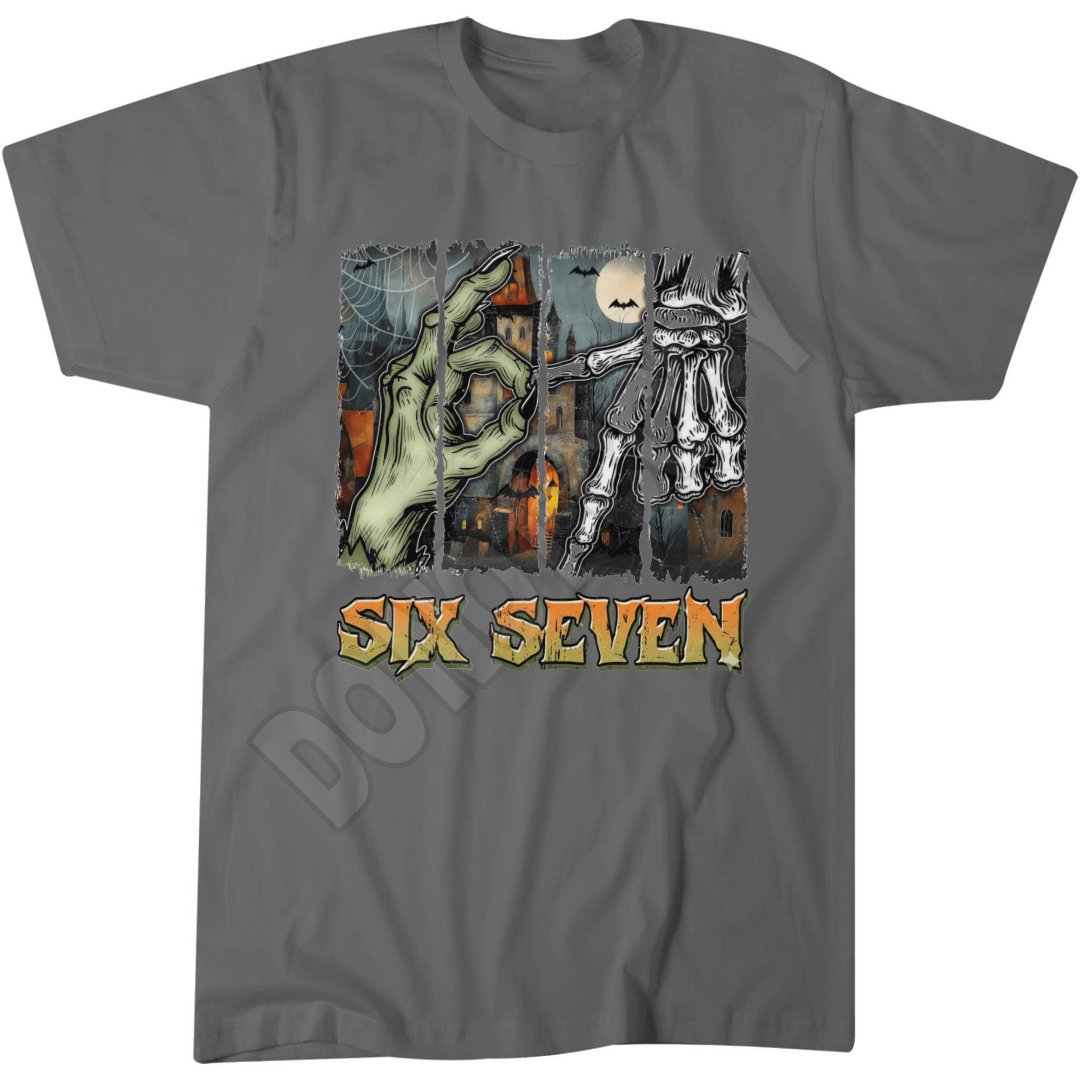 Spooky Six Seven Top, Skeleton Frankenstein 6 7 Halloween Scary T-Shirt
