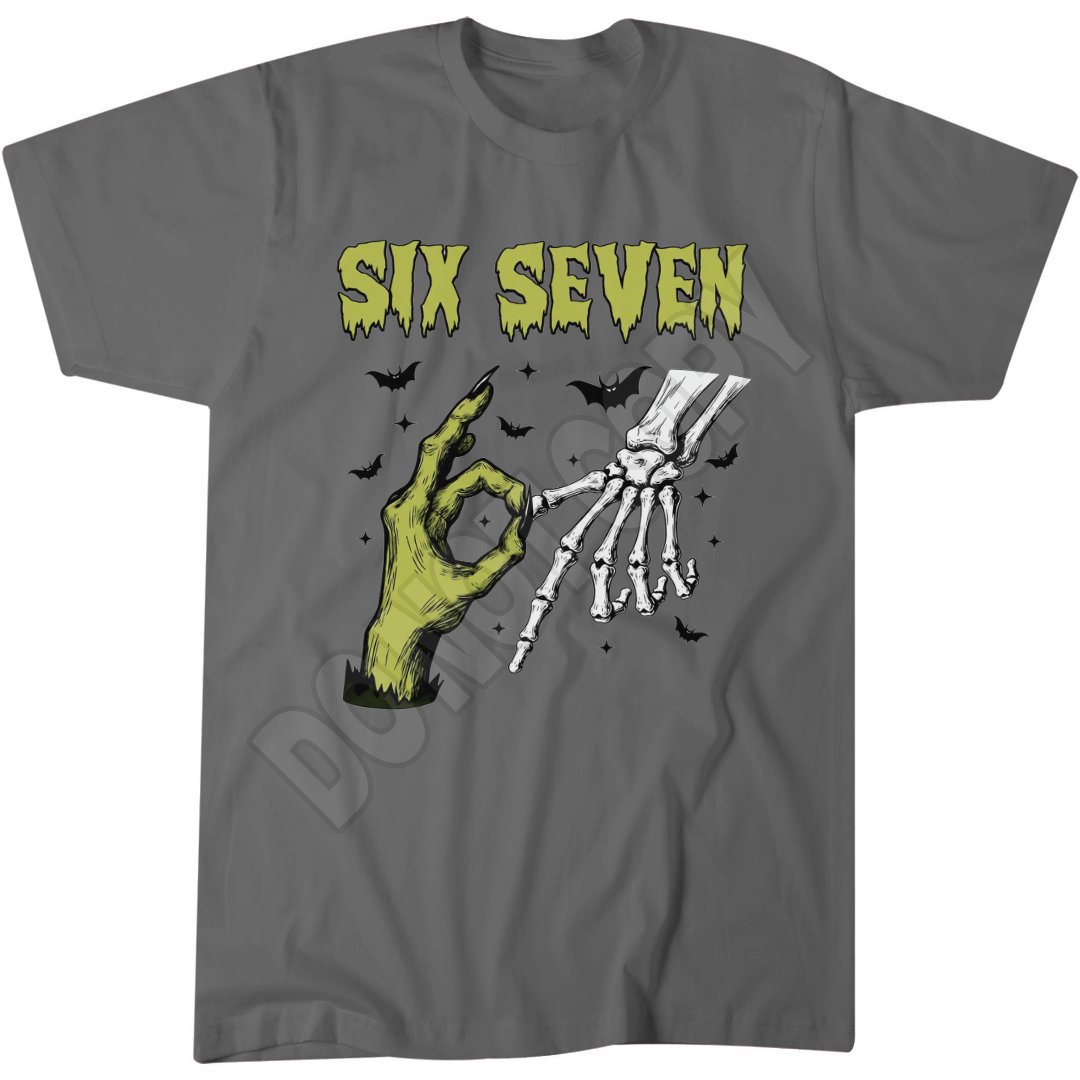 Spooky Six Seven Top, Skeleton Frankenstein 6 7 Halloween T-Shirt