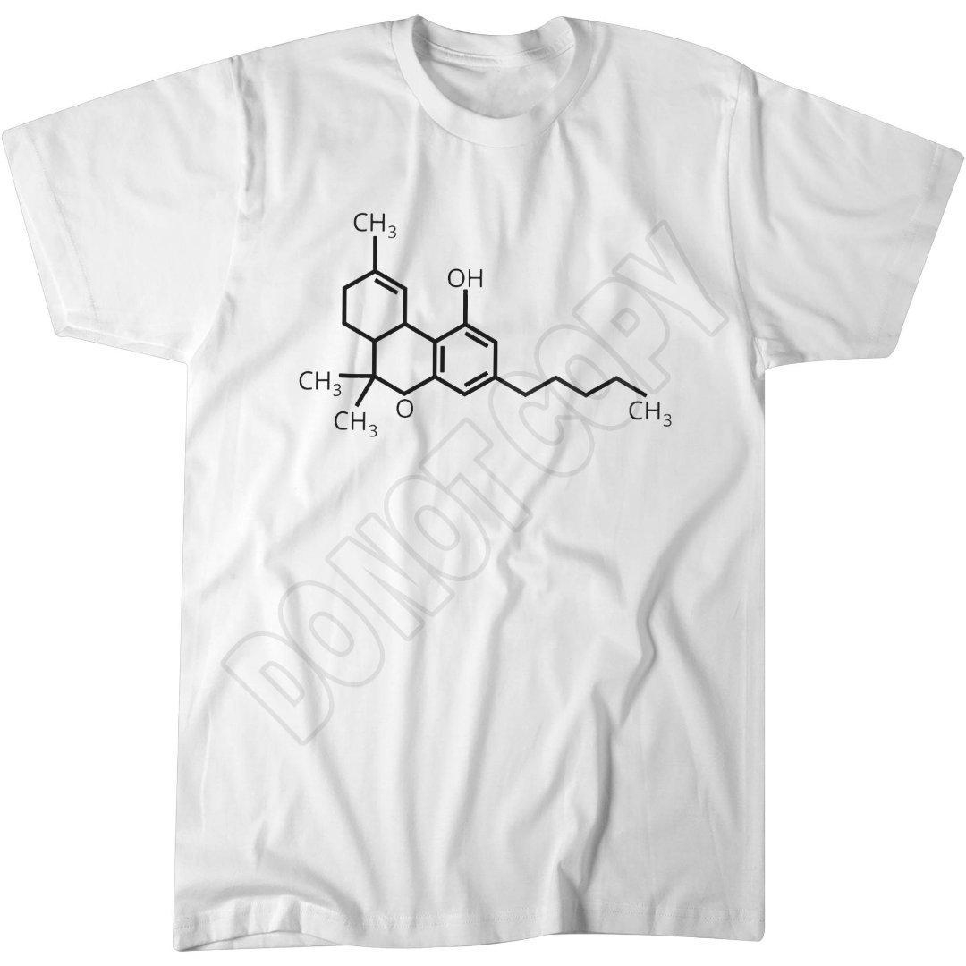 THC Molecule T-Shirt, 420 Weed Gift, Cannabis Science Art