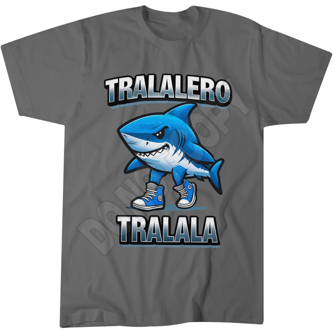 Tralalero Tralala Italian Brainrot T-Shirt, Funny Kids Sneaker Shark Cartoon