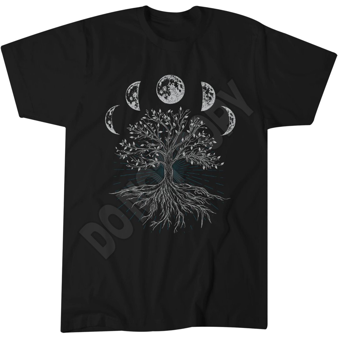 Tree Life Moon Phases T-Shirt, Gothic Witchcraft Occult Style