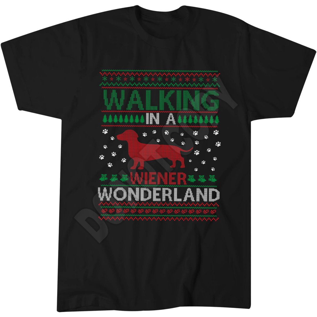 Walking in a Weiner Wonderland T-Shirt, Christmas Holiday Print