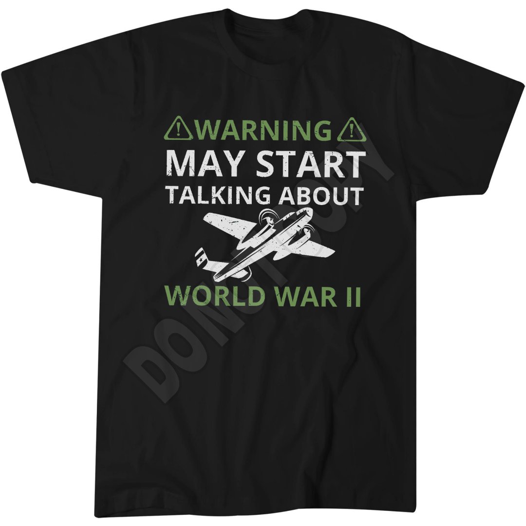 Warning WW2 World War II T-Shirt, Vintage Military Print, Retro War History