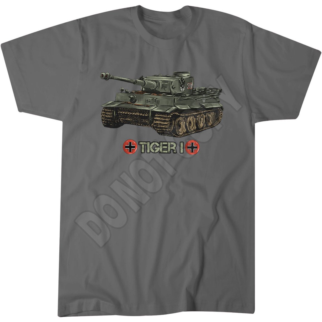 World War 2 German Tank Tiger I T-Shirt, Military History, Vintage War Art
