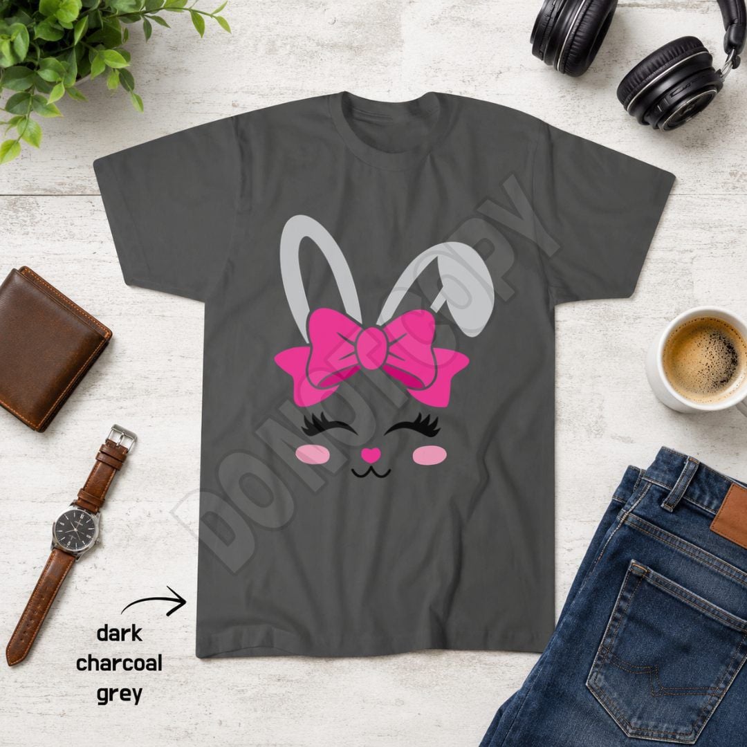 Cute Bunny Face Bow Tie Easter Day Girls Womens Kids Gifts T-Shirt