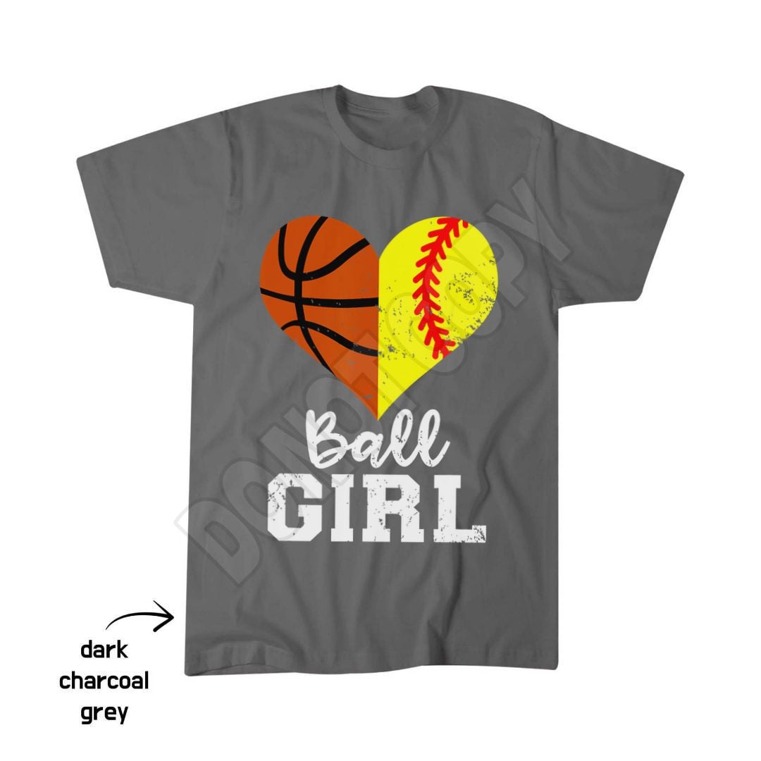 Ball Girl Heart Funny Softball Basketball Girl T-Shirt