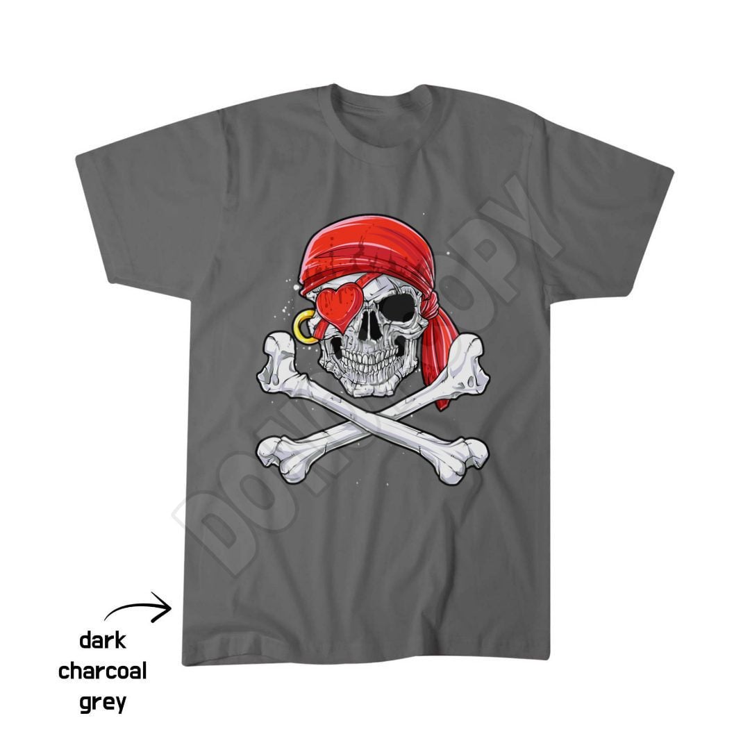 Valentines Day Pirate T Shirt for Him Kids Boys Skull Gifts T-Shirt
