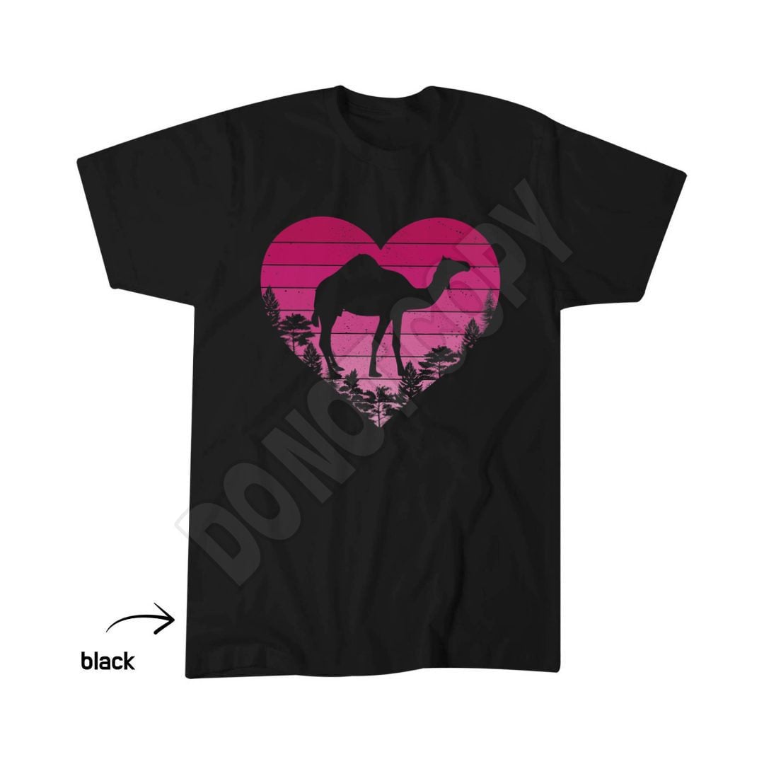 Camel Lover Retro Vintage Heart Camel Valentines Day T-Shirt Copy