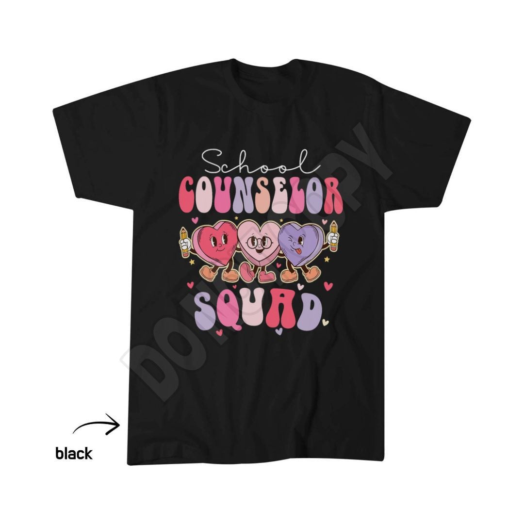 School Counselor Squad Retro Groovy Valentines Day T-Shirt