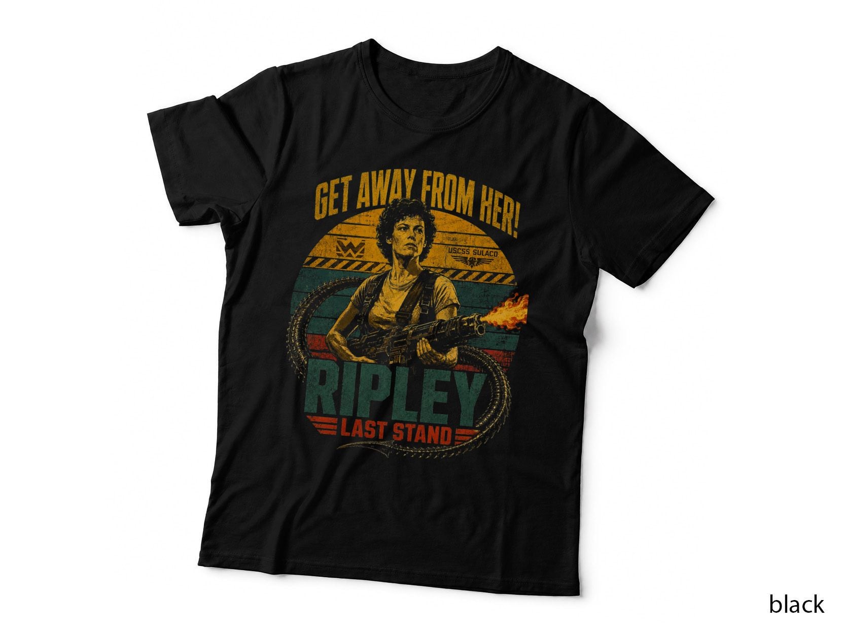 Aliens Ripley T-Shirt, Vintage 80s Sci Fi Horror Movie Halftone Hoodie