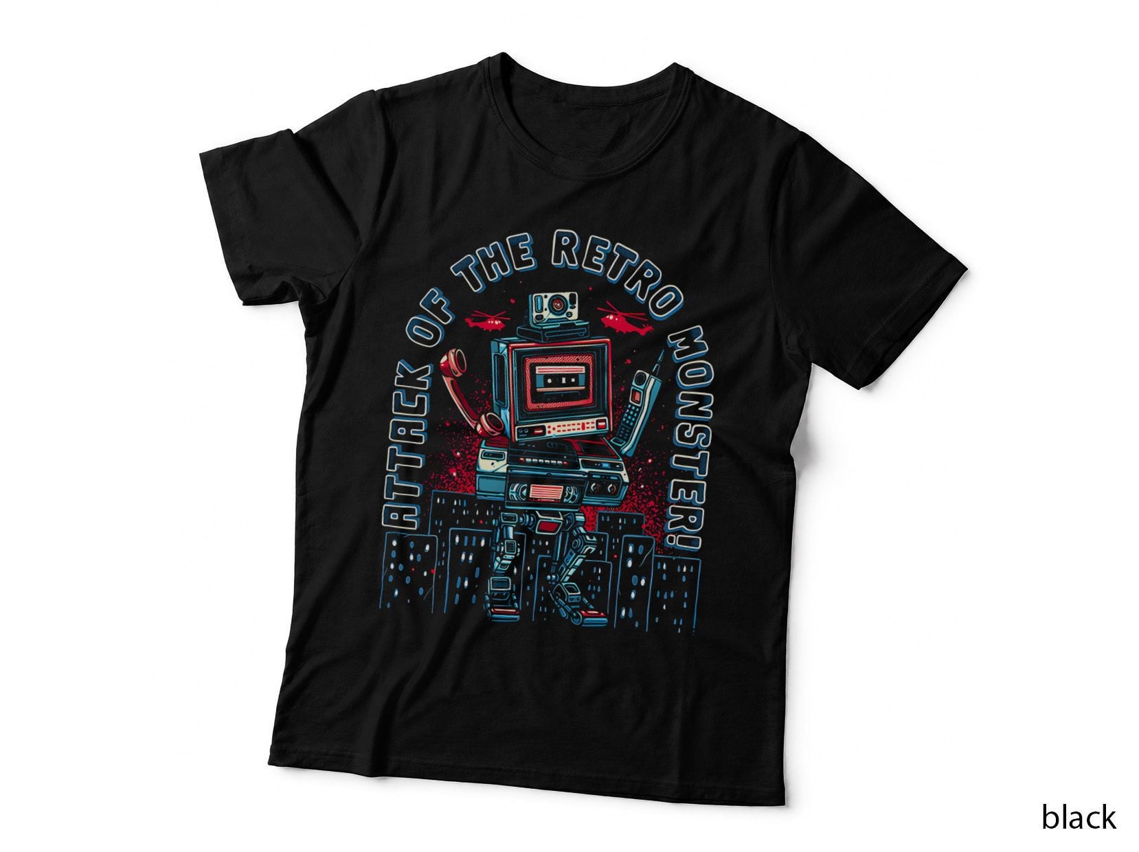 Attack of the Monster 80s Gadget T-Shirt, Vintage Sci-Fi Tech Nostalgia Hoodie