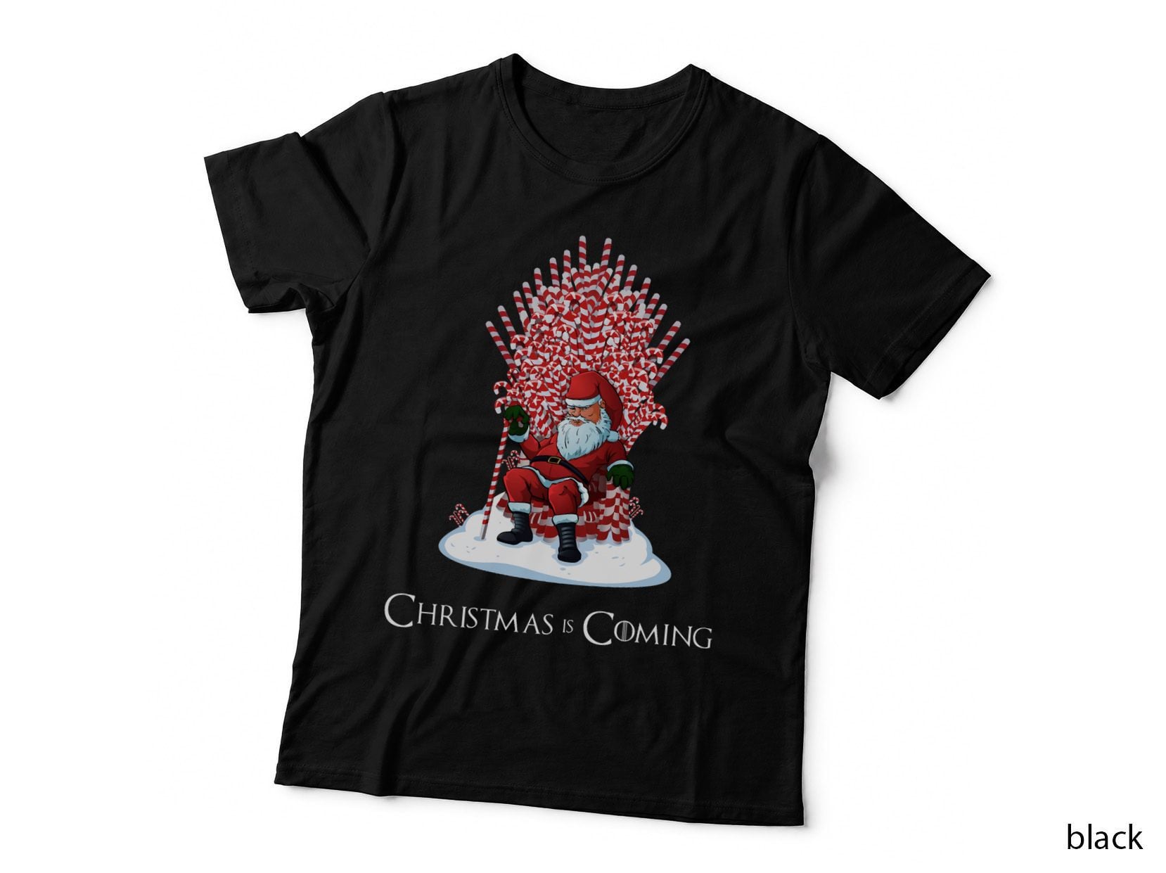 Christmas Is Coming Santa Candy Cane Throne T-Shirt, Festive Xmas Hoodie