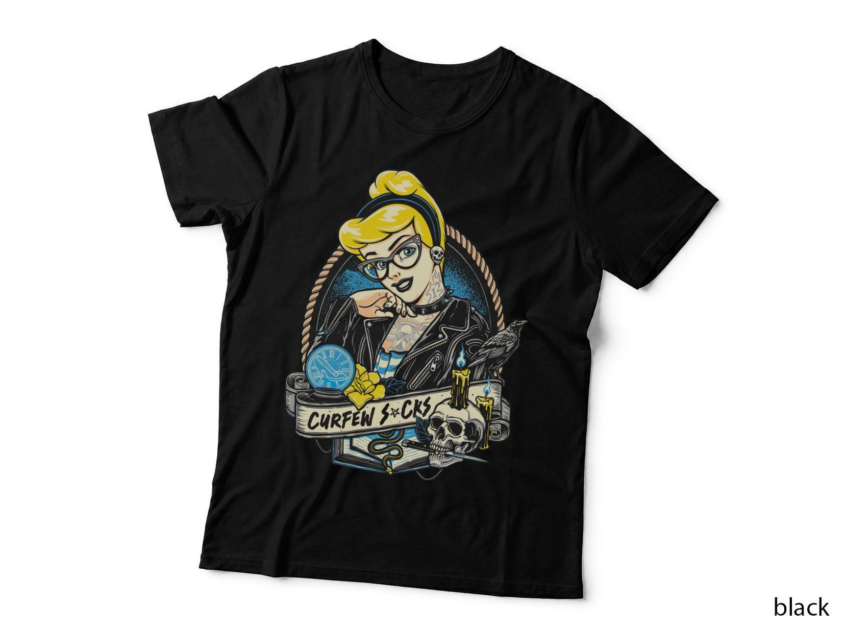 Curfew Sucks Gothic Cinderella Tattoo Princess T-Shirt, Punk Rock Goth Hoodie