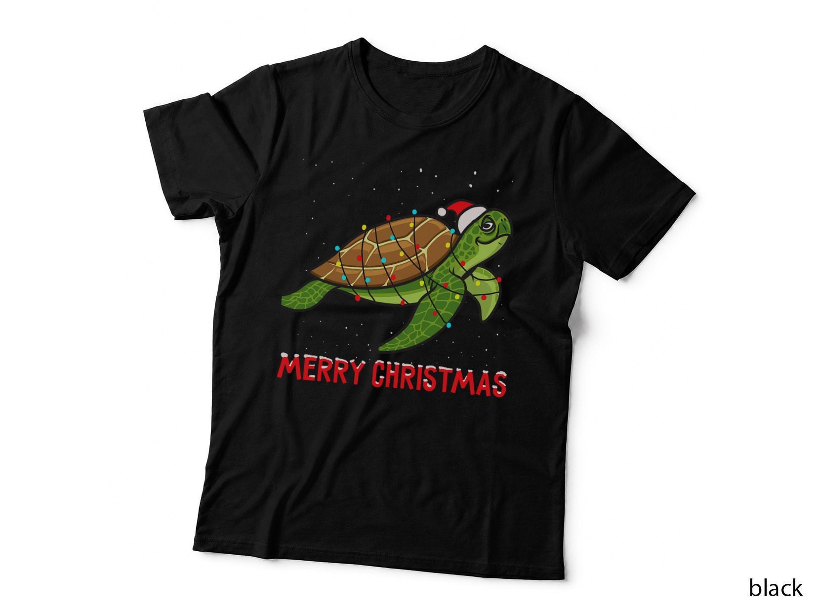 Cute Turtle Christmas Tree Lights Xmas T-Shirt, Festive Decor Hoodie, Sweatshirt