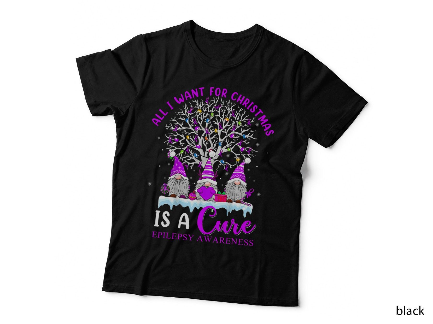 Epilepsy Awareness T-Shirt, Christmas Tree Gnomes Ornament Xmas Hoodie