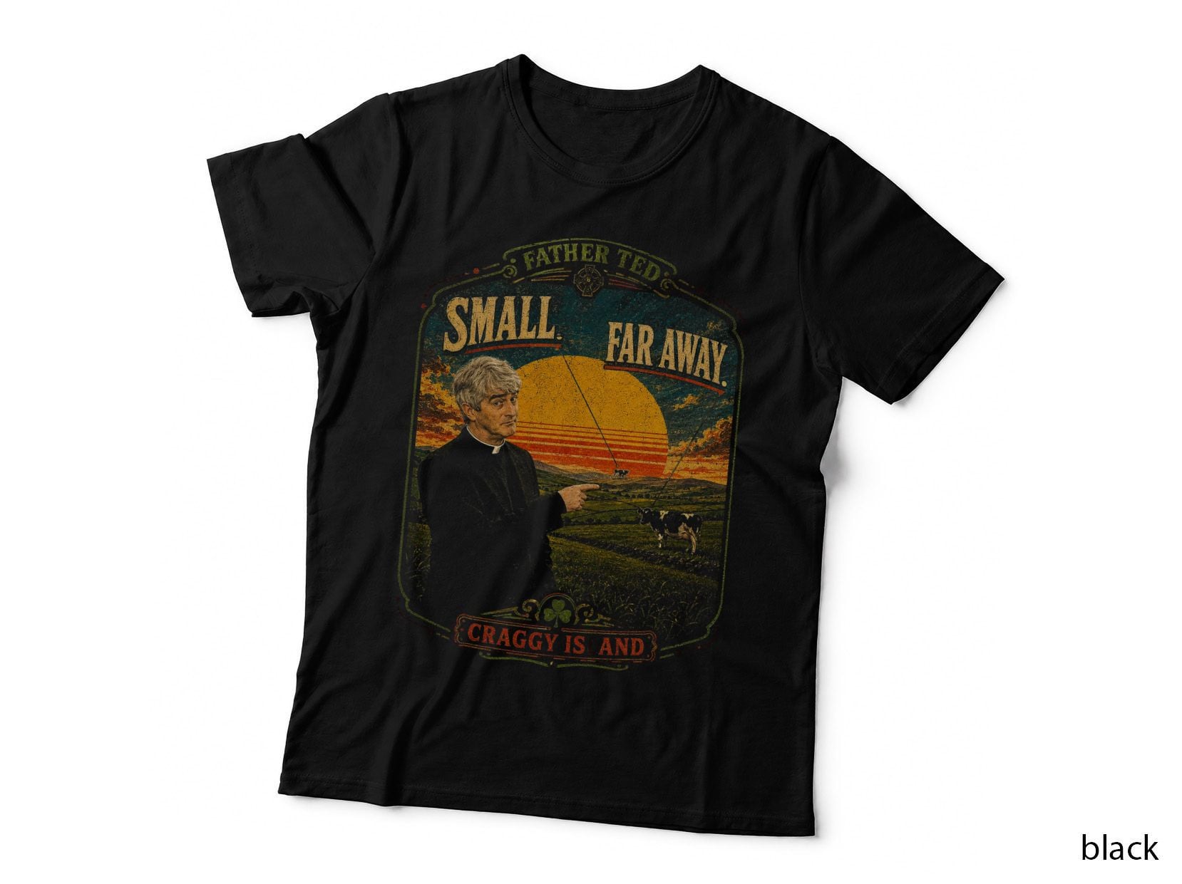 Father Ted Small Far Away T-Shirt, Irish Sitcom Comedy Quote Halftone Hoodie