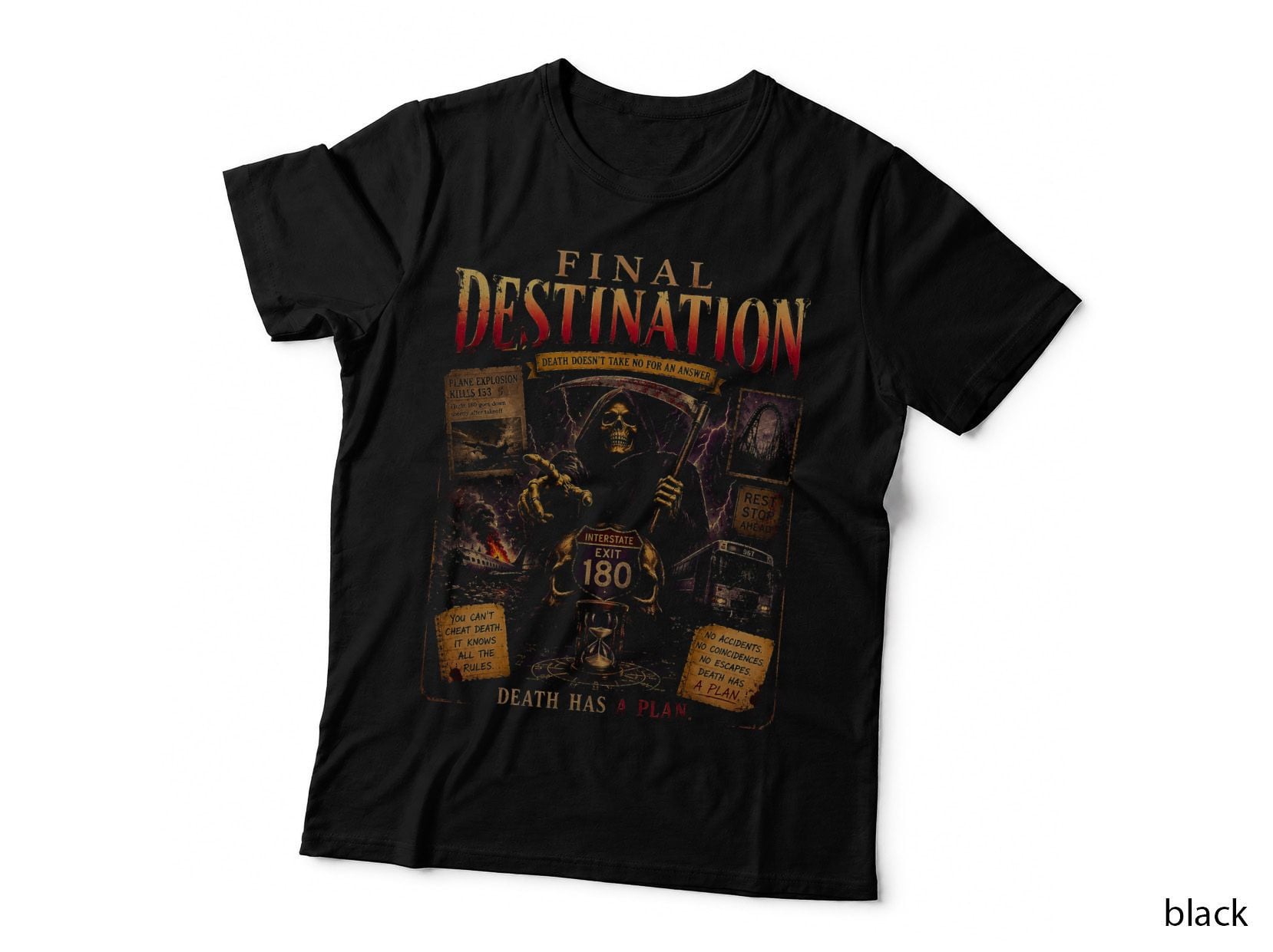 Final Destination T-Shirt, Vintage Horror Movie Scary Film Halftone Hoodie