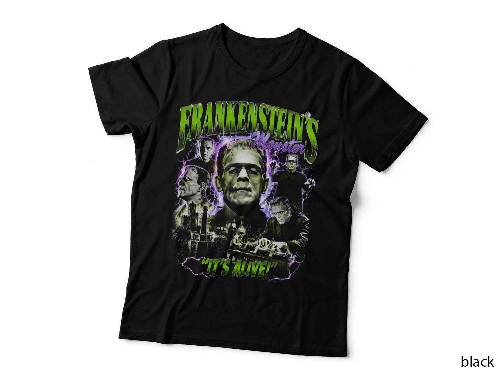 Frankensteins Monster T-Shirt, Vintage Universal Horror Movie Halftone Hoodie