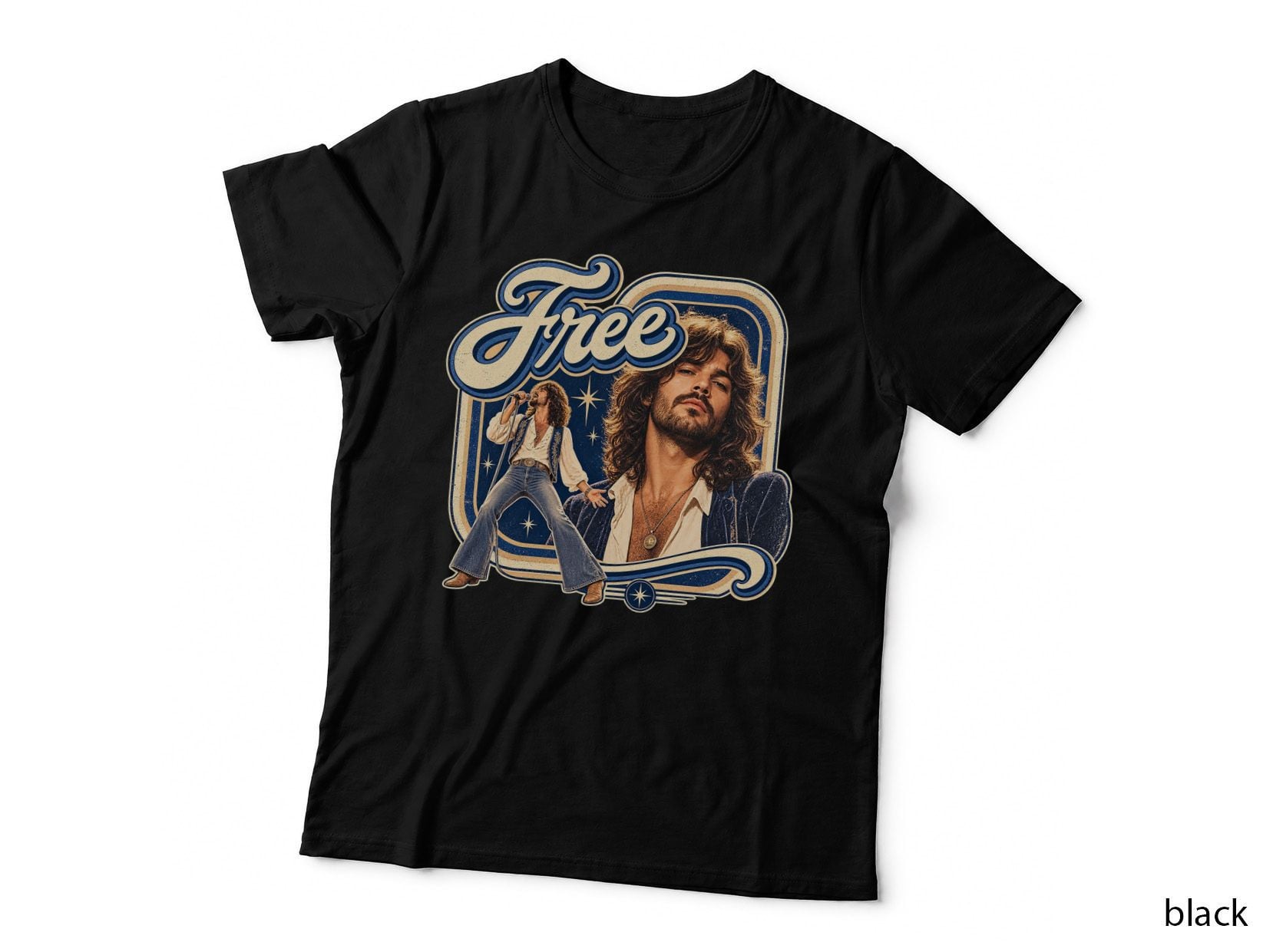 Free Vintage Rock T-Shirt, 70s Blues Rock Soul Music Concert Band Hoodie