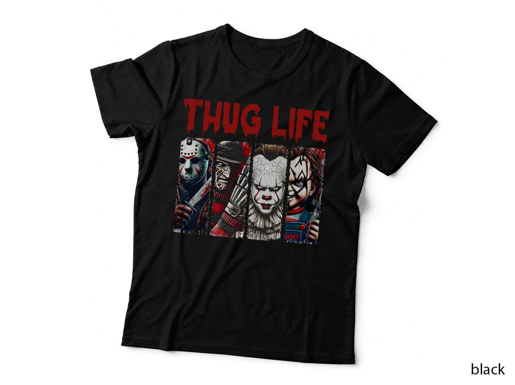 Horror Icon Thug Life T-Shirt, Jason Freddy Clown Chucky Scary Hoodie