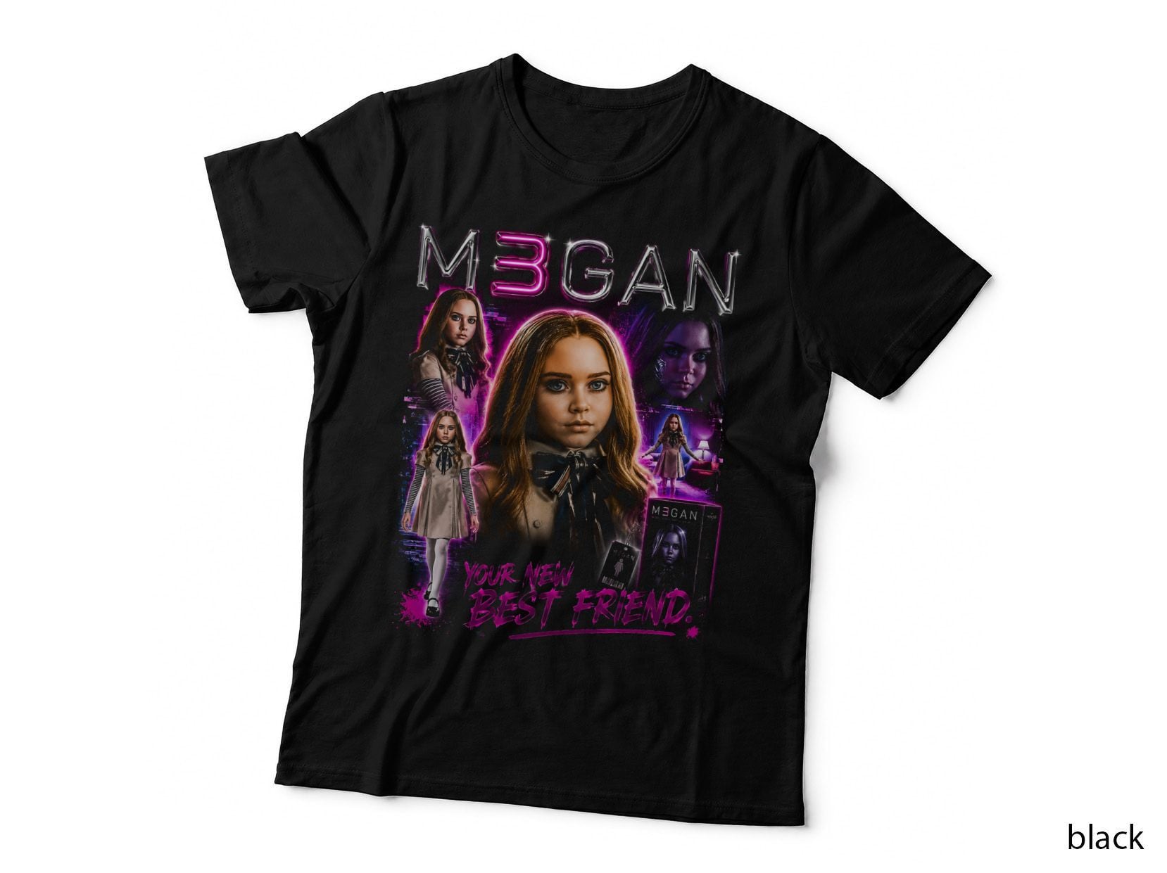 M3GAN Killer Doll T-Shirt, Vintage Horror Movie Scary Film Halftone Hoodie