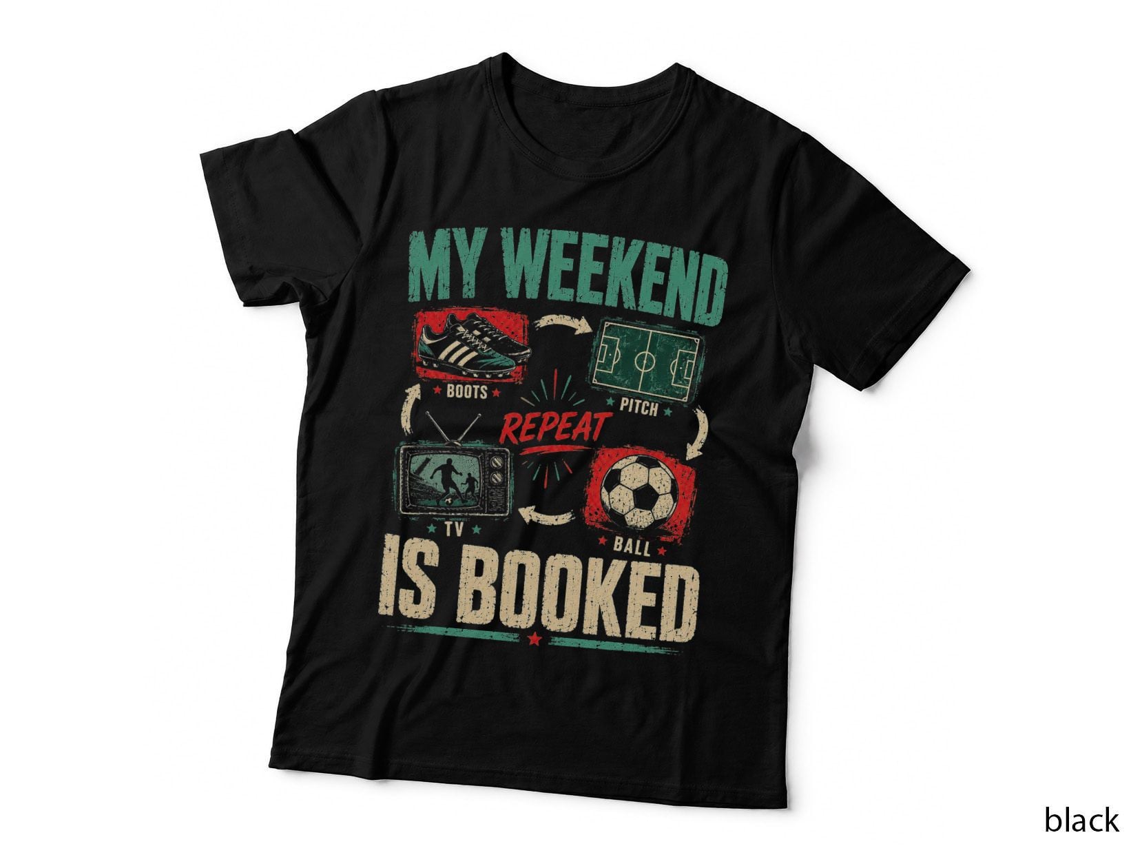 My Weekend Is Booked Football Soccer Match Sports Halftone T-Shirt Hoodie