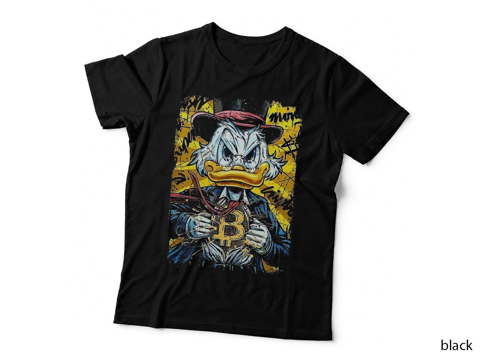 Scrooge Bitcoin T-Shirt, Crypto Duck Splatter Art Funny Finance Hoodie