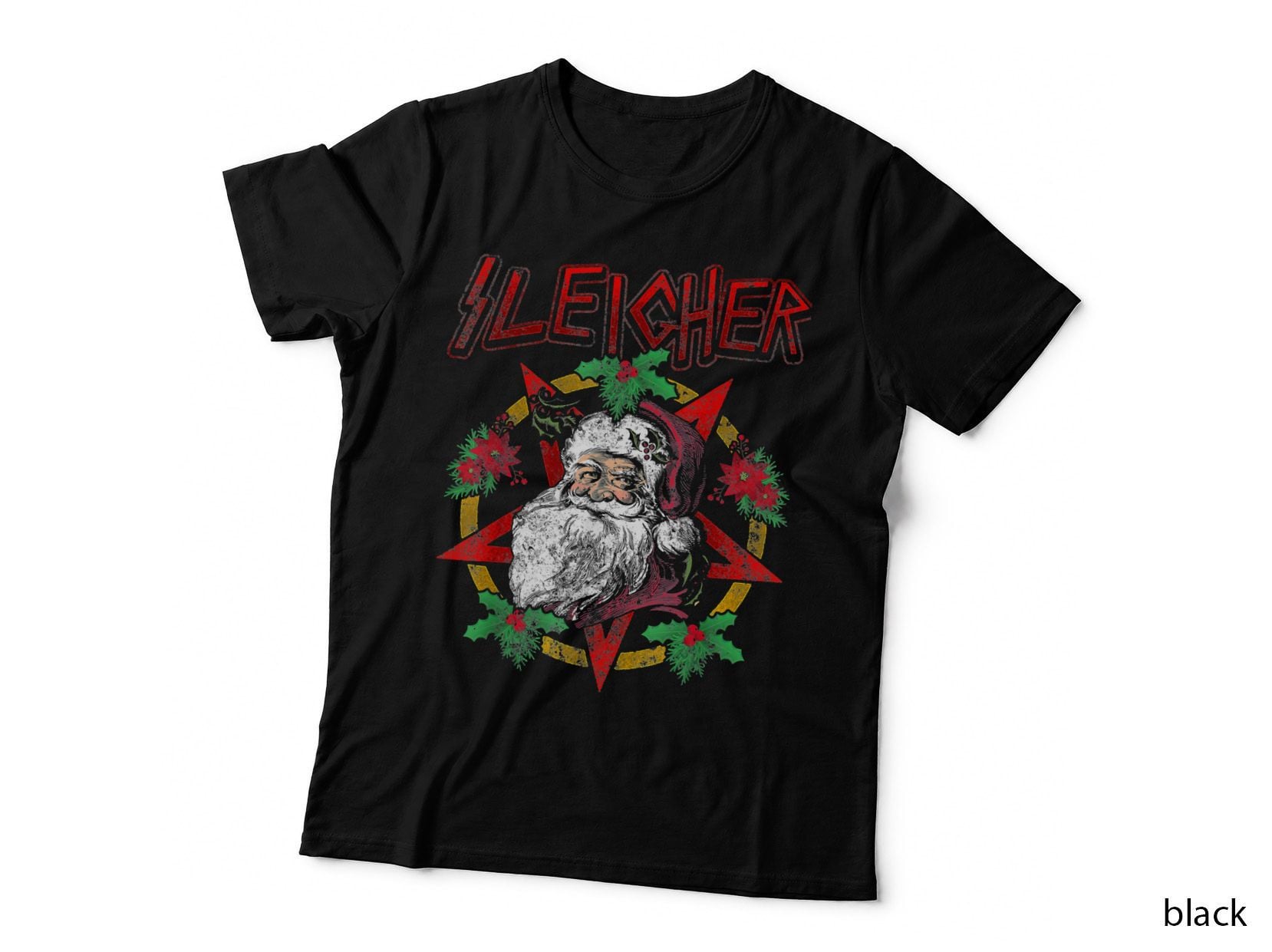 Sleigher Heavy Metal Santa Claus Christmas Xmas T-Shirt, Metal Festive Hoodie