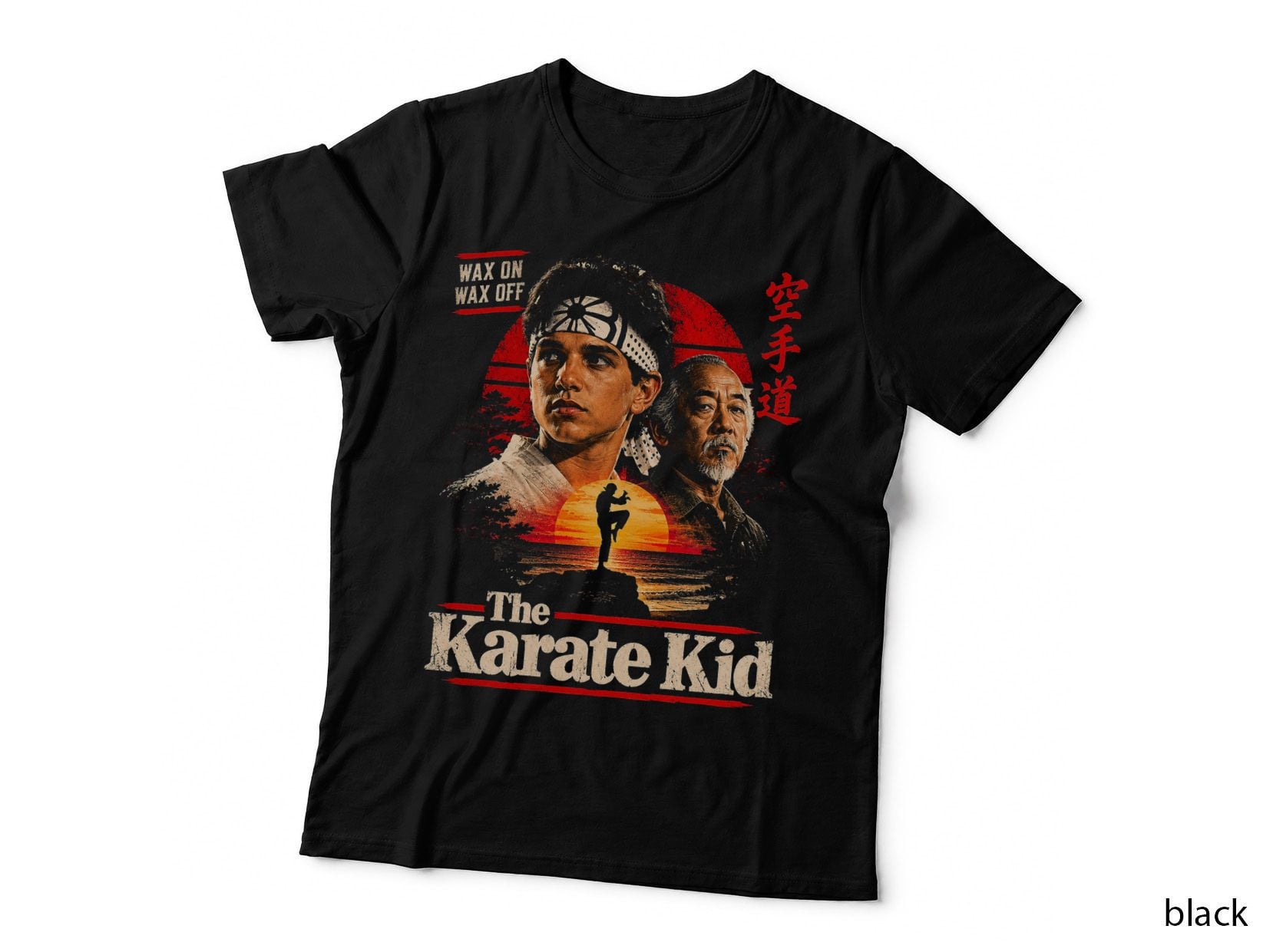 The Karate Kid Wax On Wax Off Martial Arts Movie Halftone T-Shirt Hoodie