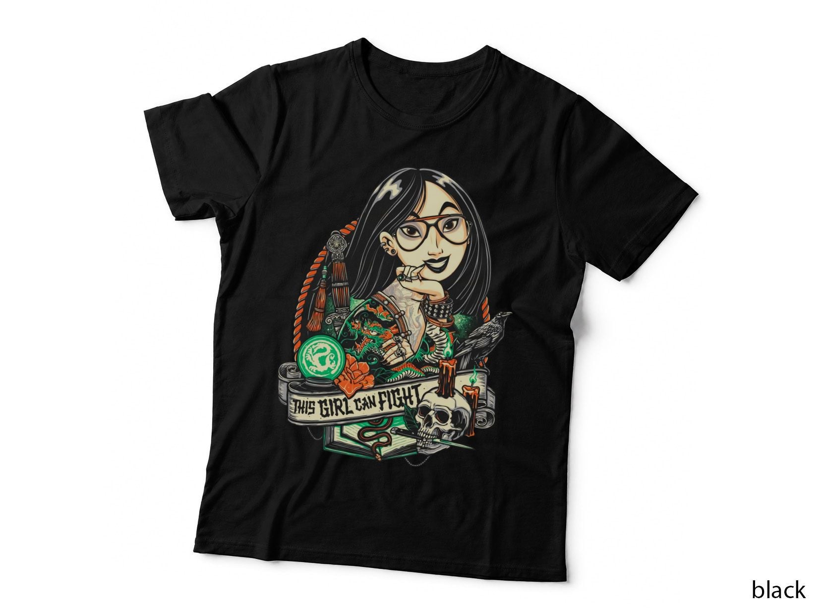 This Girl Can Fight Gothic Mulan Tattoo Princess T-Shirt, Punk Goth Hoodie