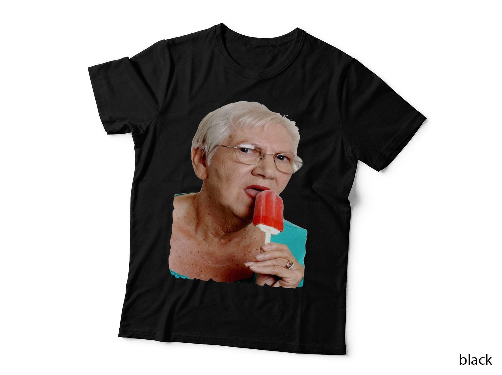 Granny Eating Ice Lolly T-Shirt, Nostalgic Retro, Mom Family