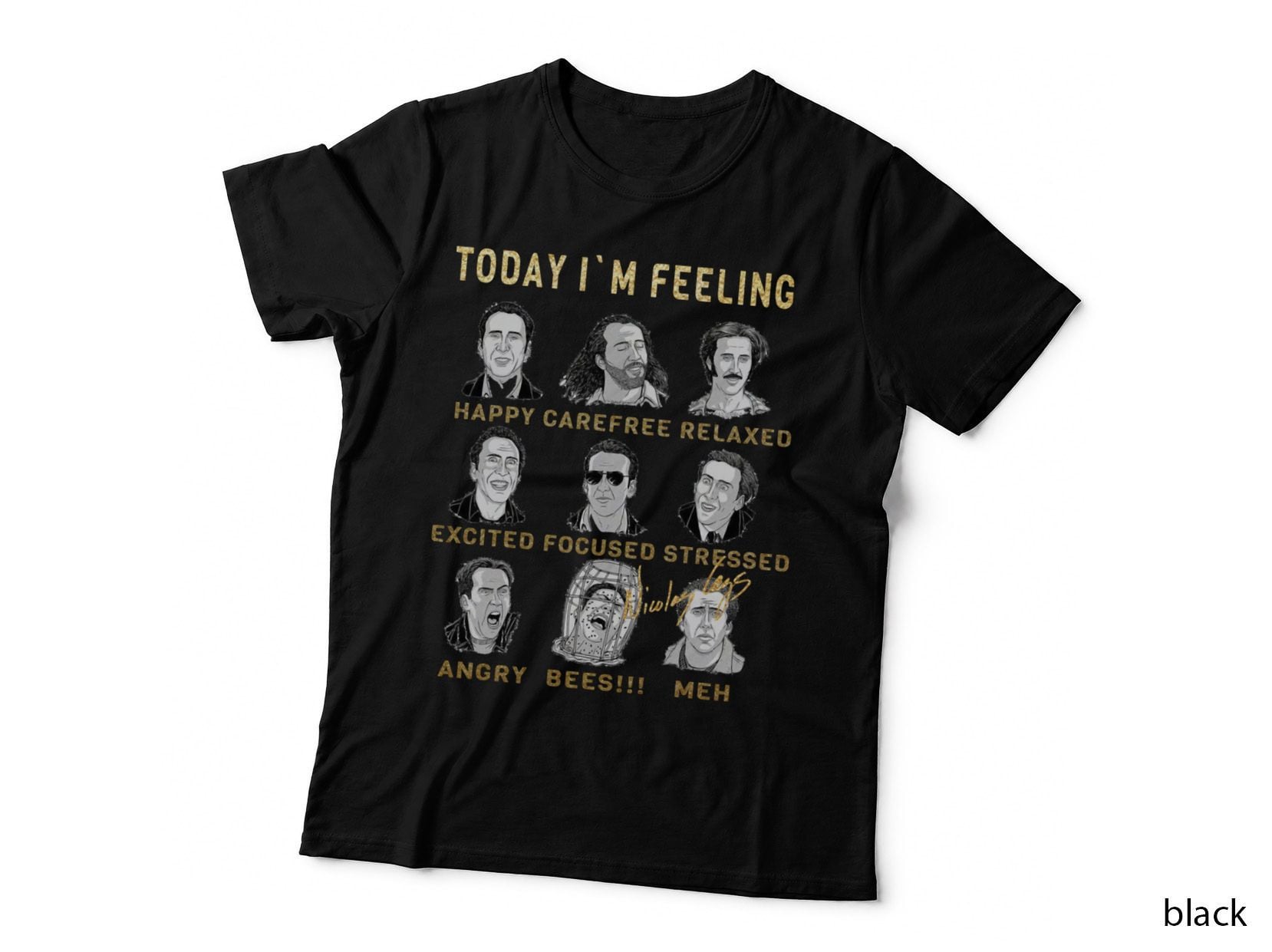 Nicolas Cage T-Shirt, Today I'm Feeling Mood Chart, Movie Buffs Funny Art