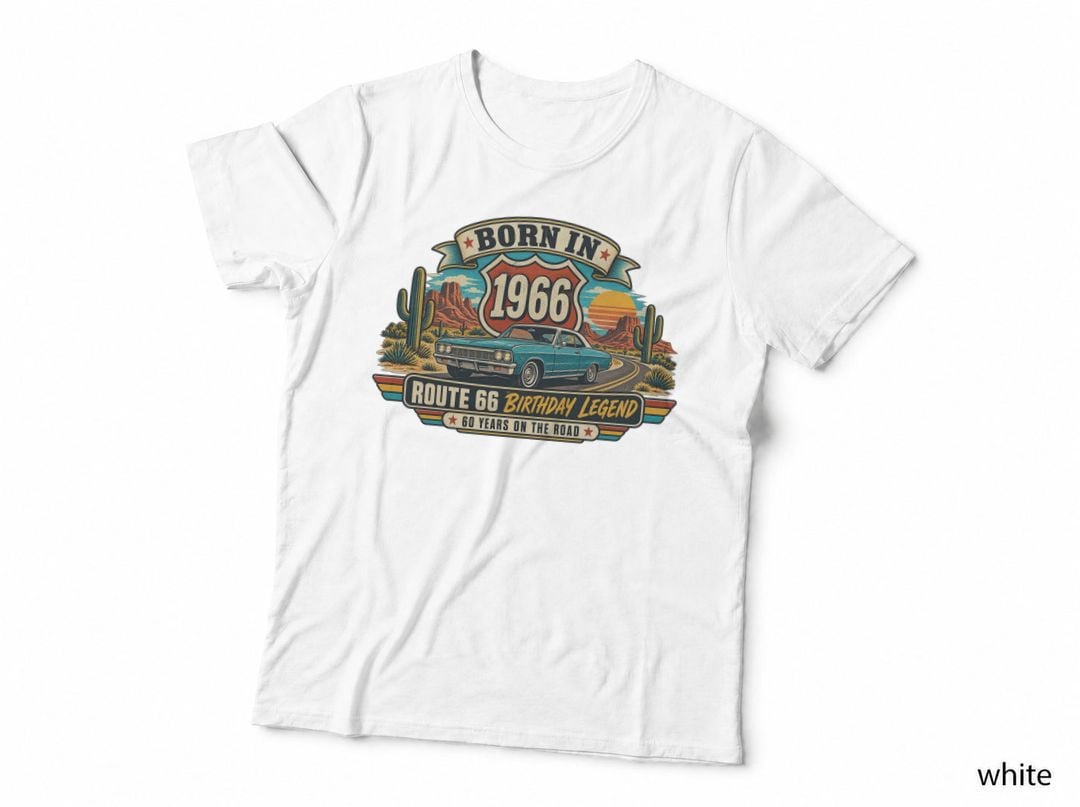 60th Birthday Route 66 1966 Road Trip Classic Car Highway T-Shirt Hoodie