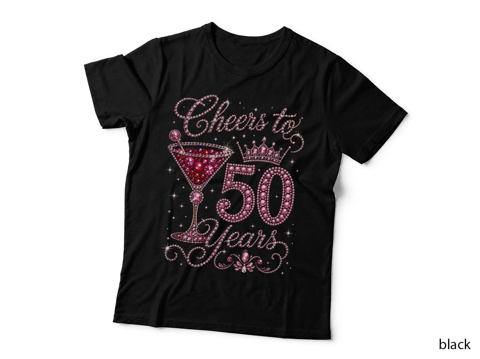 Cheers To 50 Years 50th Birthday Pink Bling T-Shirt Hoodie Born 1976 Gift Mum