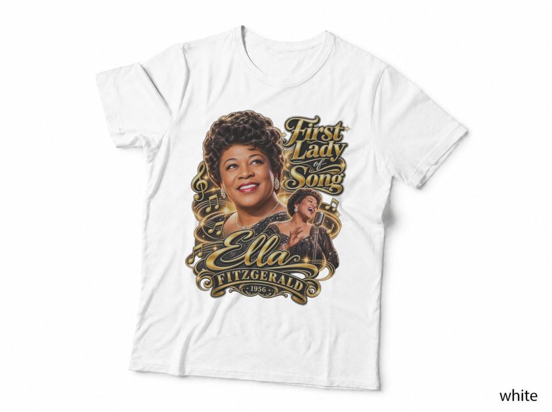 Ella Fitzgerald First Lady Of Song Jazz Singer Black Gold T-Shirt Hoodie Vintage