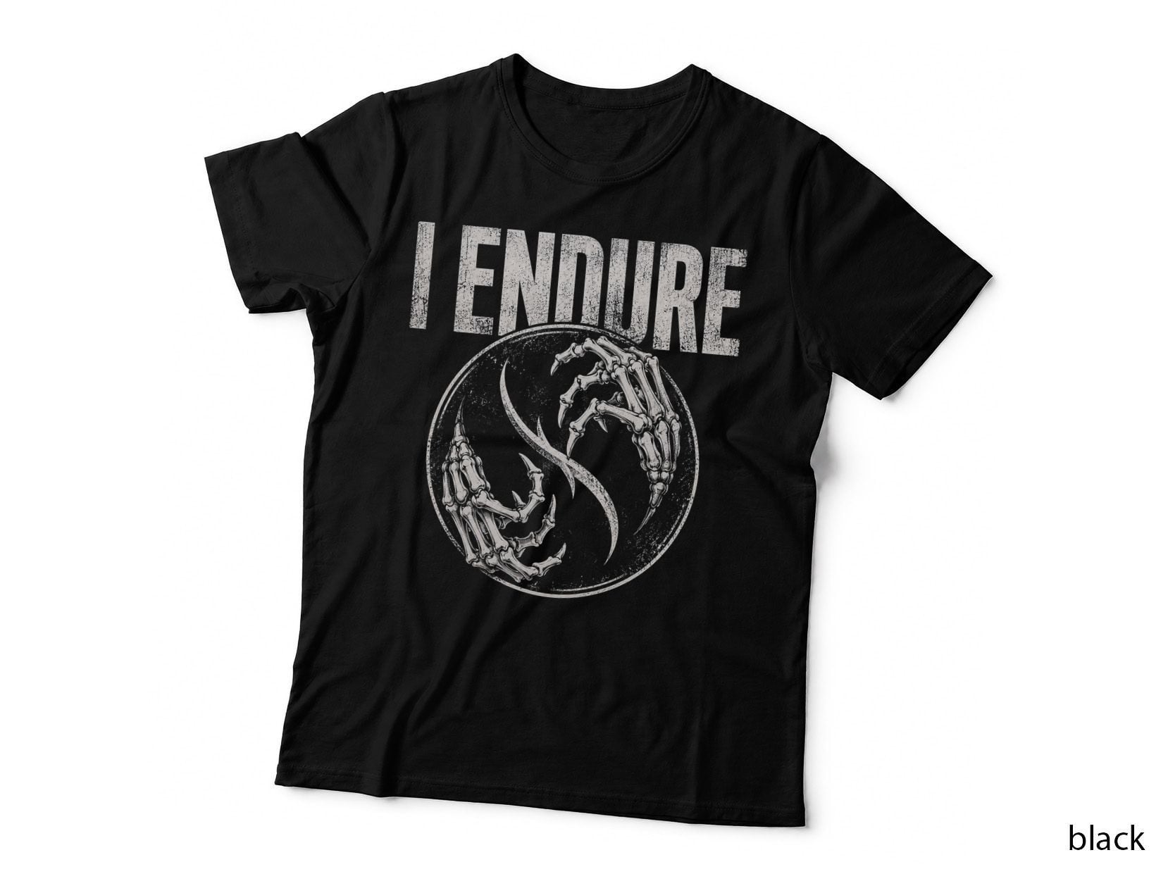 Endure Yin Yang Skeleton Hands Gothic Balance Gym Motivation T-Shirt Hoodie