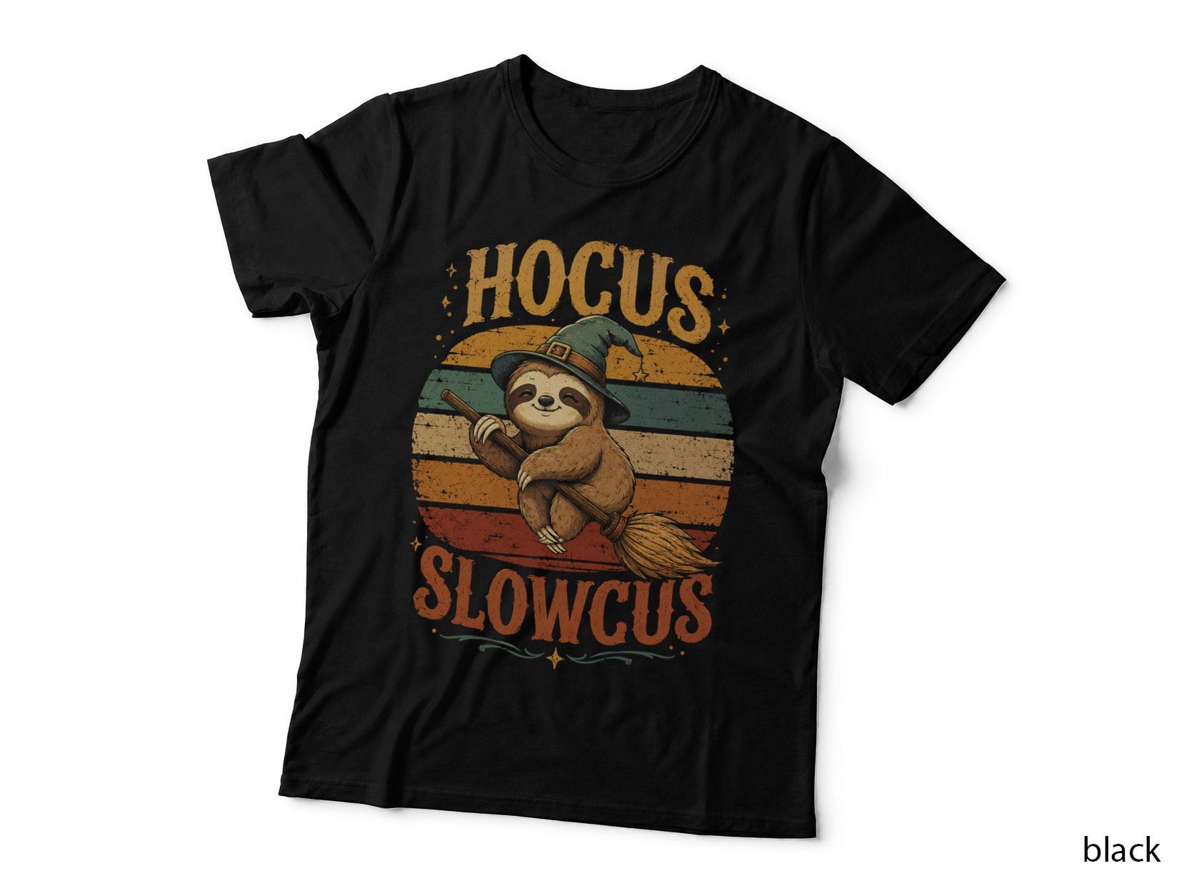 Hocus Slowcus Sloth Funny Halloween Vintage Sunset Animal T-Shirt Hoodie Gift