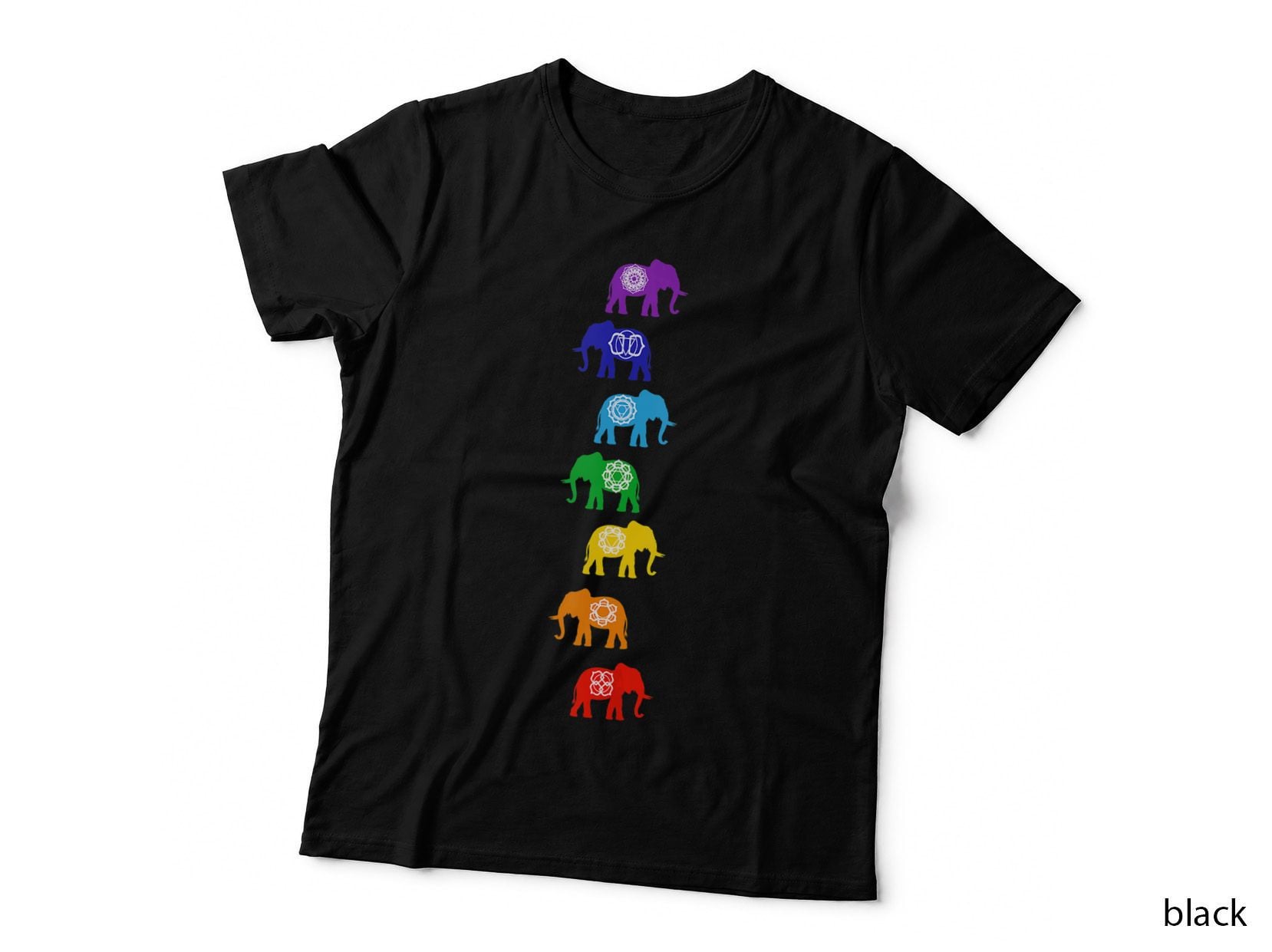 Chakra Elephant Meditation Reiki T-Shirt, Yoga Apparel, Animal Lover Style